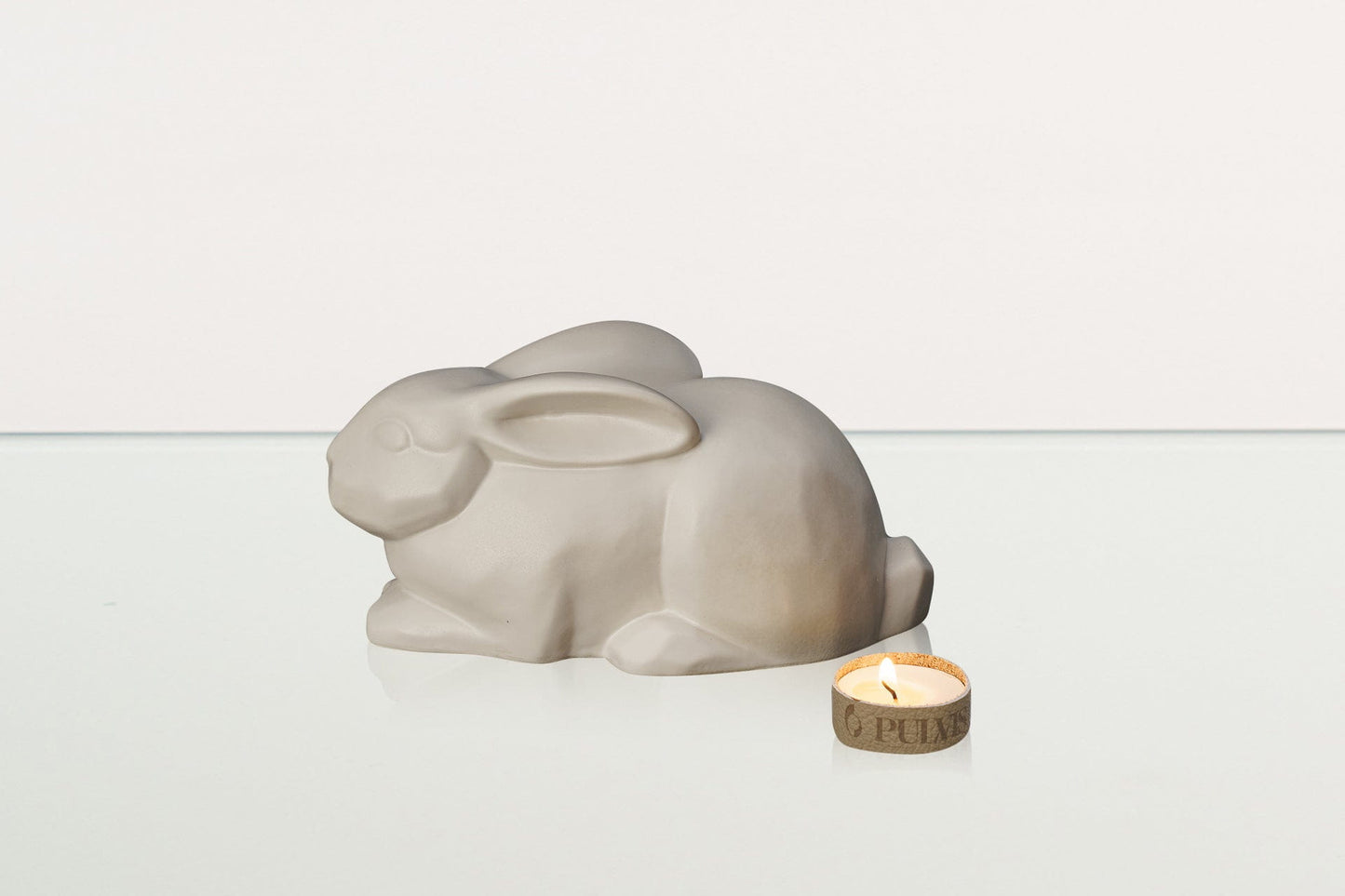Pulvis Art Urns Pet Urn Rabbit Urn For Ashes - White Matte  | Ceramic Bunny Urn