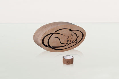 Resting Cat Cremation Urn - Plywood | Handmade - Pulvis Art Urns