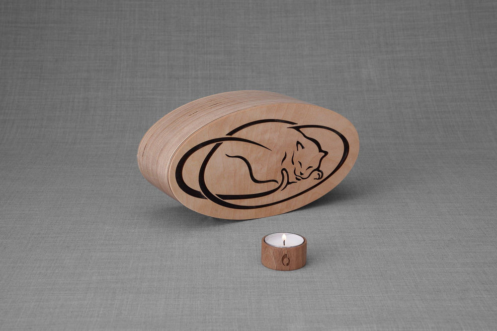 Pulvis Art Urns Pet Urn Resting Cat Cremation Urn - Plywood | Handmade