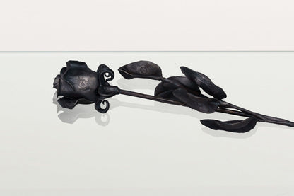 Forged Iron Rose Sculpture - Handwrought | Memorial Accessory - Pulvis Art Urns