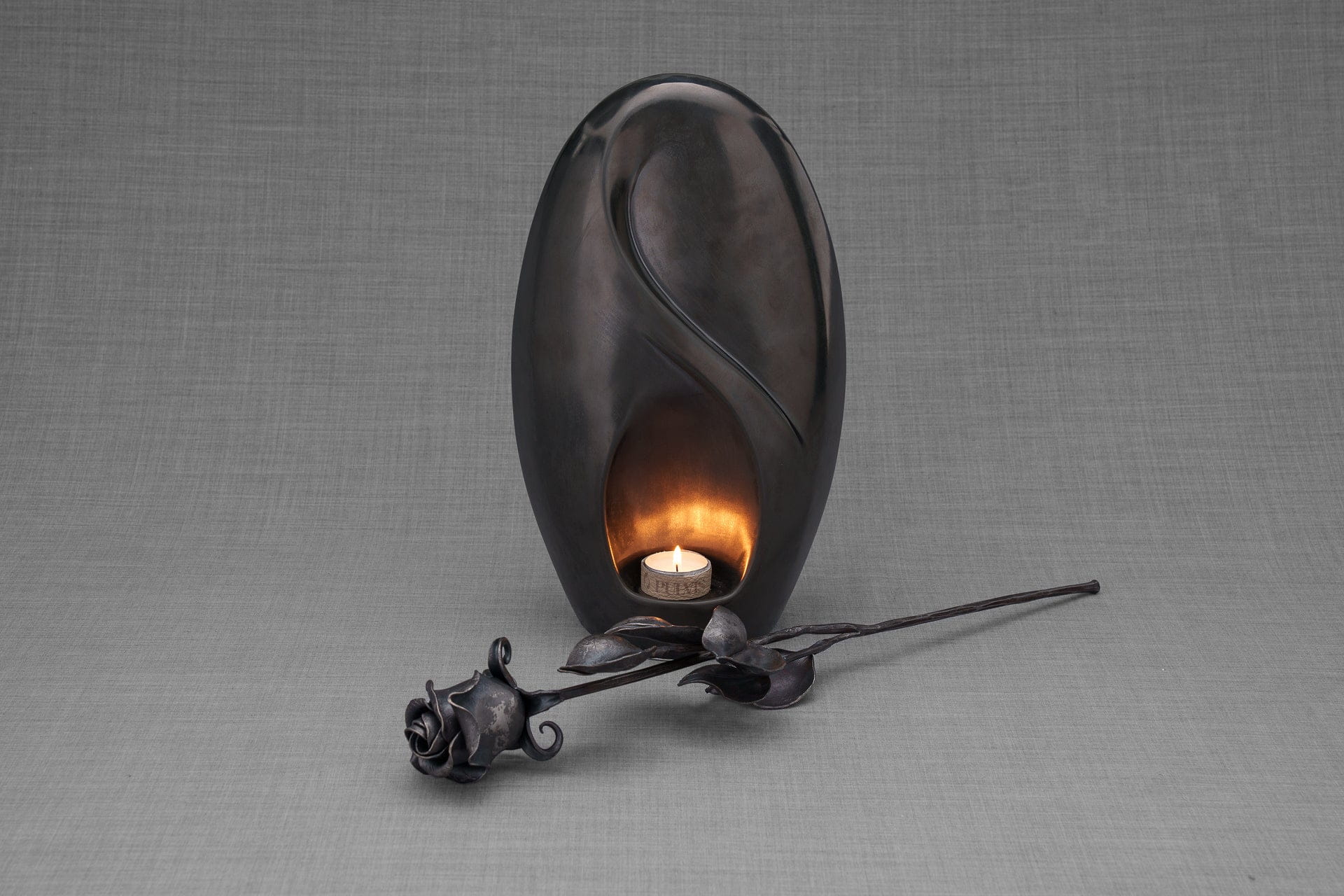 Forged Iron Rose Sculpture - Handwrought | Memorial Accessory - Pulvis Art Urns
