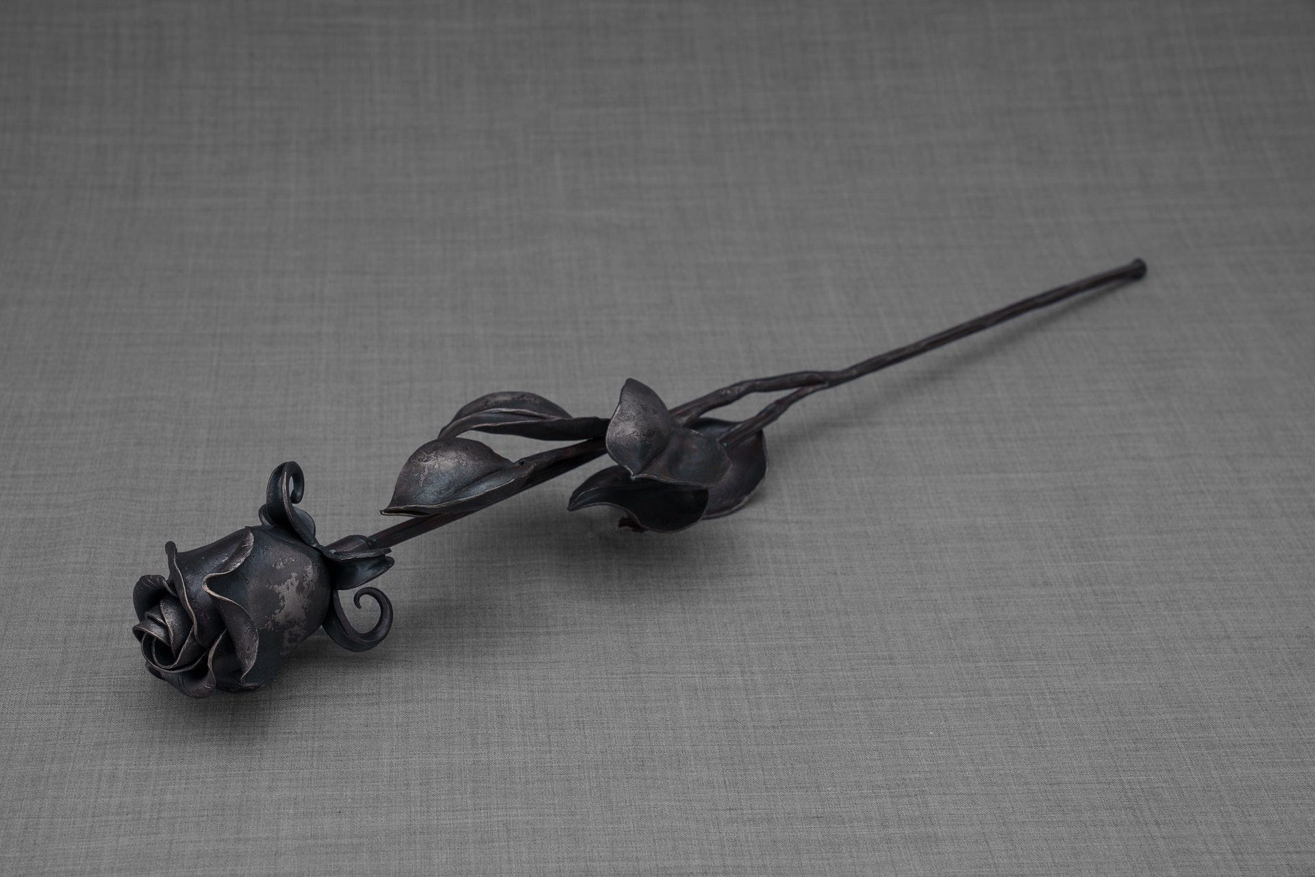 Forged Iron Rose Sculpture - Handwrought | Memorial Accessory - Pulvis Art Urns