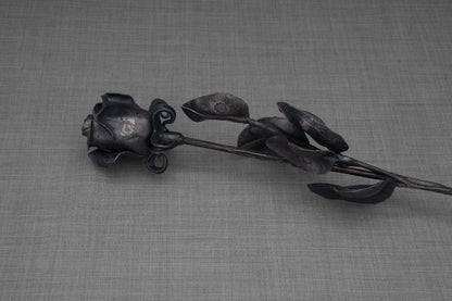 Forged Iron Rose Sculpture - Handwrought | Memorial Accessory - Pulvis Art Urns