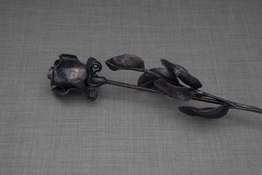 Pulvis Art Urns Picture Frame Forged Iron Rose Sculpture - Handwrought | Memorial Accessory