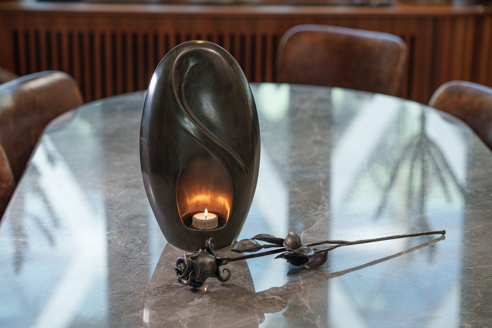 Forged Iron Rose Sculpture - Handwrought | Memorial Accessory