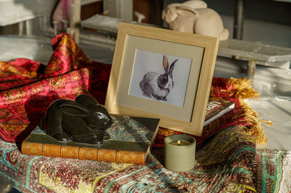 Bunny Memorial Bundle - 4 Pieces - Portrait | Urn | Nameplate Holder | Scented Candle - Pulvis Art Urns