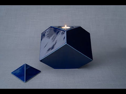 Abstract Cremation Urn for Ashes – Cobalt Metallic | Large | Ceramic