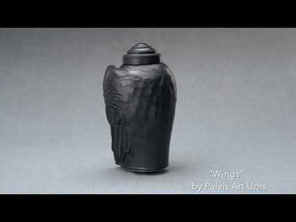 "Wings" (dark matte) - Handmade Ceramic Urn for Human Ashes