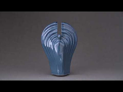 Guardian Handmade Cremation Urn for Ashes, color Blue Melange, Candle-holder-Pulvis Art Urns