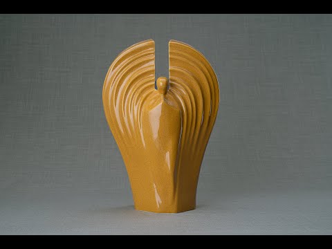 Guardian Handmade Cremation Urn for Ashes, size Large/Adult, color Amber Yellow -Pulvis Art Urns