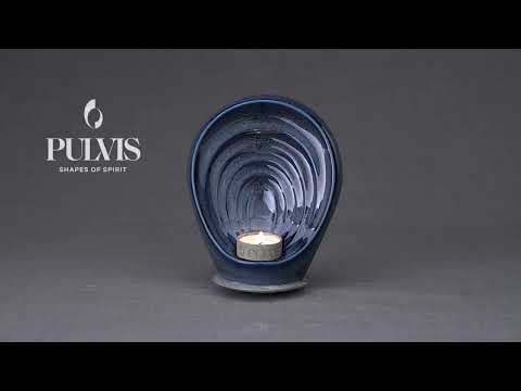 Guardian Handmade Keepsake Cremation Urn for Ashes, color Blue Melange, Candle-holder-Pulvis Art Urns