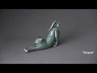 Pulvis Art Urns Pet Urn Cat Cremation Urn For Ashes "Grace" - Oily Green Melange | Ceramic