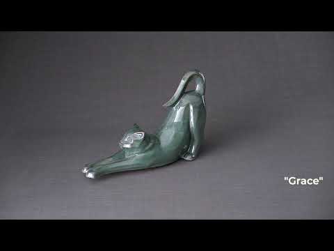 Pulvis Art Urns Pet Urn Cat Cremation Urn For Ashes "Grace" - Oily Green Melange | Ceramic