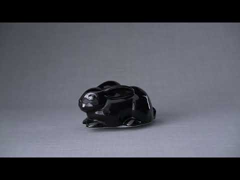 Rabbit Urn For Ashes - Lamp Black  | Ceramic Bunny Urn