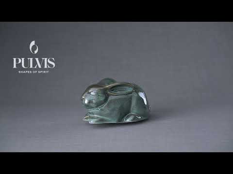 Rabbit Urn For Ashes - Oily Green Melange | Ceramic Bunny Urn