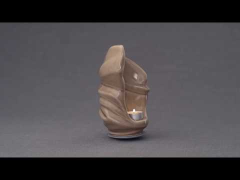 Light Handmade Keepsake Cremation Urn for Ashes, color Beige Grey, Candle-holder-Pulvis Art Urns