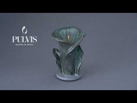 
                  
                    Load and play video in Gallery viewer, Calla Flower Memorial Urn for Ashes - Medium | Blue Melange by Pulvis Art Urns
                  
                