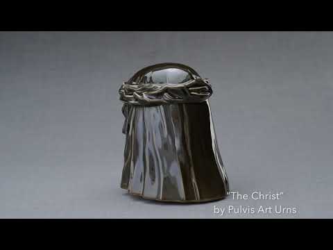 The Christ Handmade Cremation Urn for Ashes, size Large/Adult, color Oily Green-Pulvis Art Urns