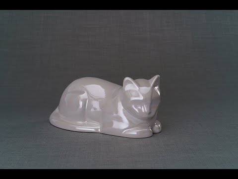 Cat Cremation Urn for Ashes - Rainbow White | Ceramic | Handmade