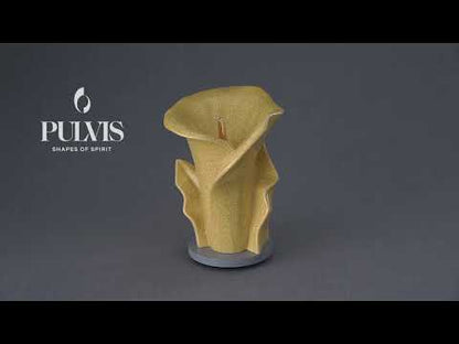 Calla Flower Memorial Urn for Ashes - Medium | Yellow Craquelure by Pulvis Art Urns