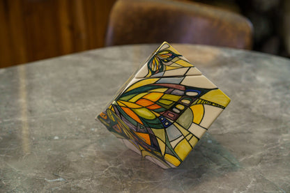 Abstract Hand Decorated Urn "Butterfly" - Large | Ceramic Urn - Pulvis Art Urns