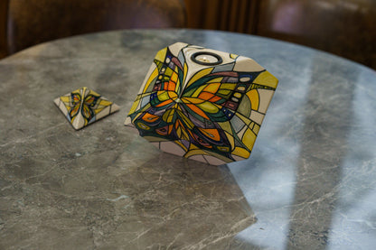 Abstract Hand Decorated Urn "Butterfly" - Large | Ceramic Urn - Pulvis Art Urns