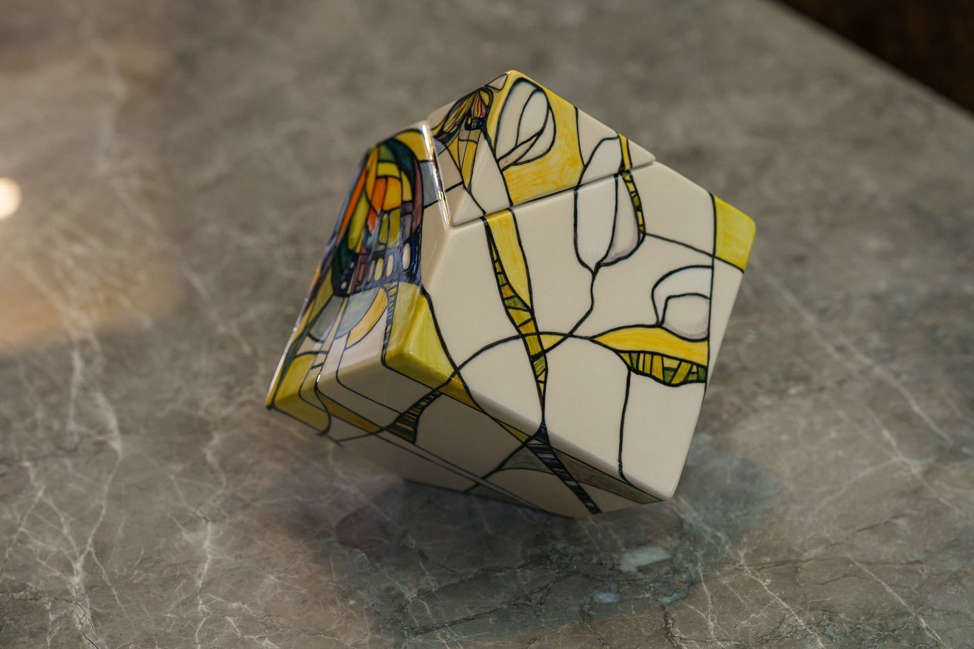 Abstract Hand Decorated Urn "Butterfly" - Large | Ceramic Urn - Pulvis Art Urns