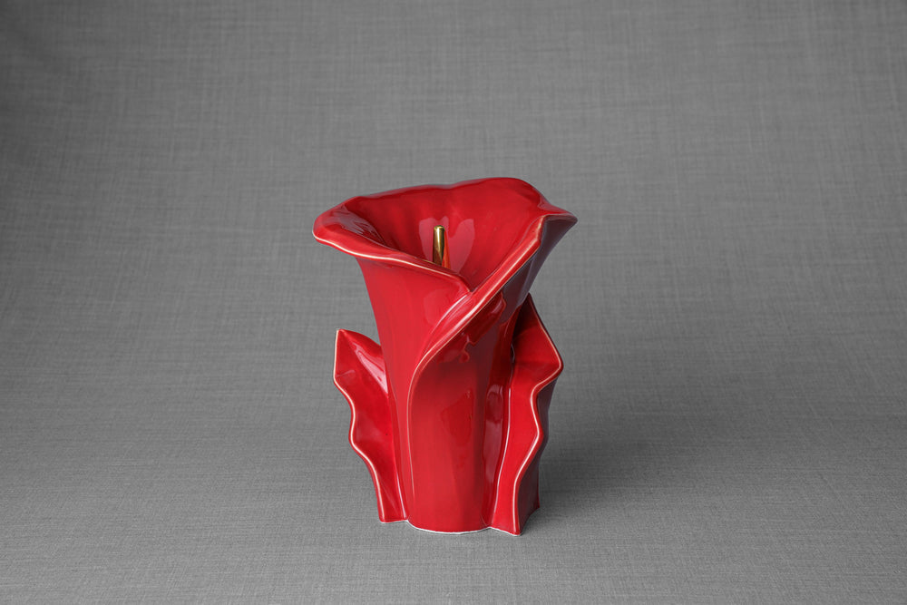 Pulvis Art Urns Adult Size Urn Calla Flower Memorial Urn for Ashes - Medium | Red