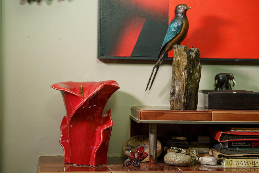 
                  
                    Pulvis Art Urns Adult Size Urn Calla Flower Memorial Urn for Ashes - Medium | Red
                  
                