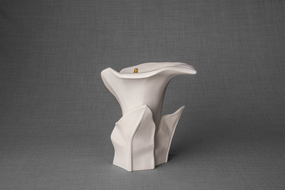
                  
                    Pulvis Art Urns Adult Size Urn Calla Flower Memorial Urn for Ashes - Medium | White Matte
                  
                