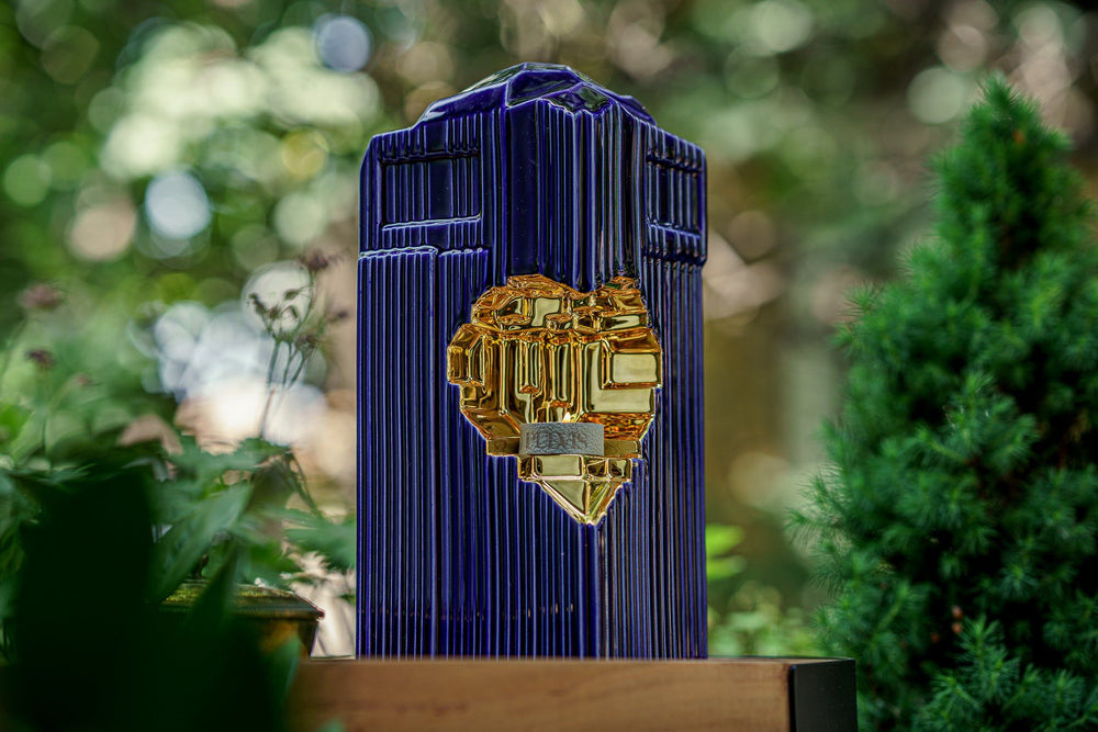 Pulvis Art Urns Adult Size Urn Cremation Candle Urn for Ashes "Heart" - Large | Blue Night | Ceramic