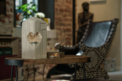 Cremation Candle Urn for Ashes "Heart" - Large | Craquelure | Ceramic Urn - Pulvis Art Urns