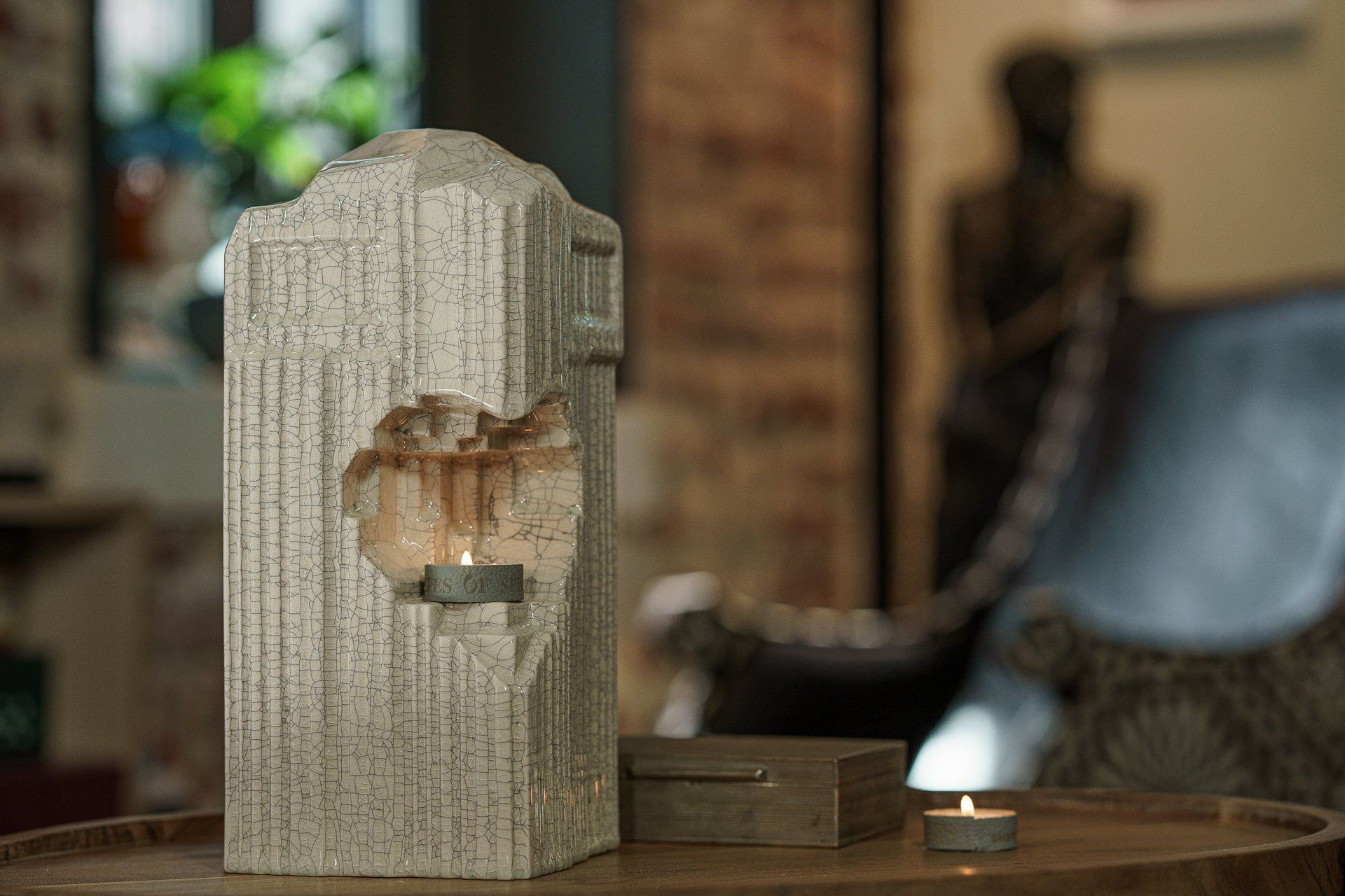 Cremation Candle Urn for Ashes "Heart" - Large | Craquelure | Ceramic Urn - Pulvis Art Urns