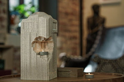 Cremation Candle Urn for Ashes "Heart" - Large | Craquelure | Ceramic Urn - Pulvis Art Urns