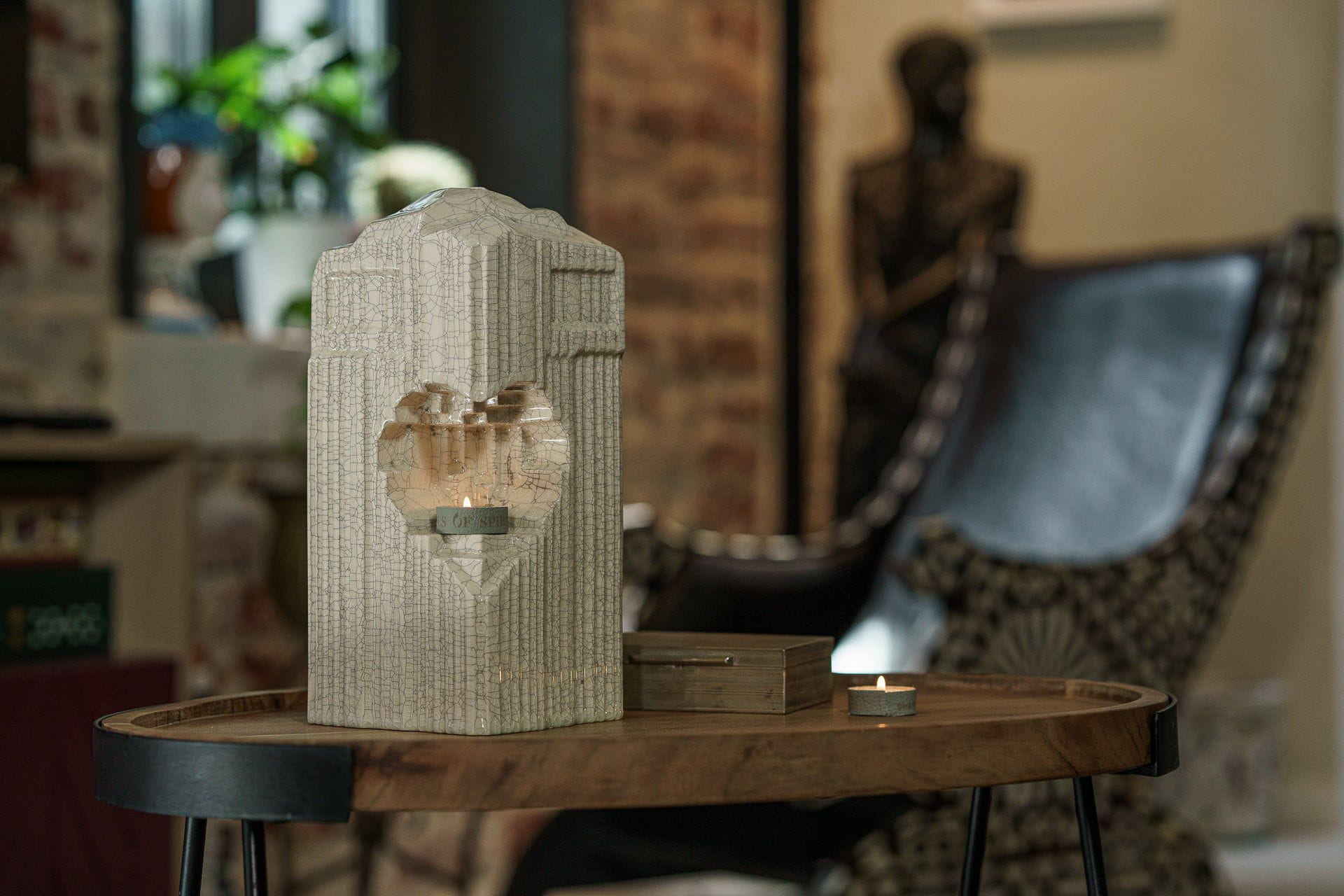 Cremation Candle Urn for Ashes "Heart" - Large | Craquelure | Ceramic Urn - Pulvis Art Urns