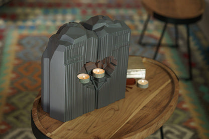 Cremation Candle Urn for Ashes "Heart" - Large Urn | Grey Matte | Ceramic - Pulvis Art Urns