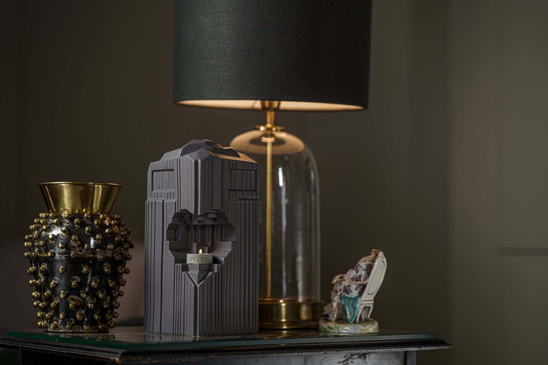 Cremation Candle Urn for Ashes "Heart" - Large Urn | Grey Matte | Ceramic - Pulvis Art Urns