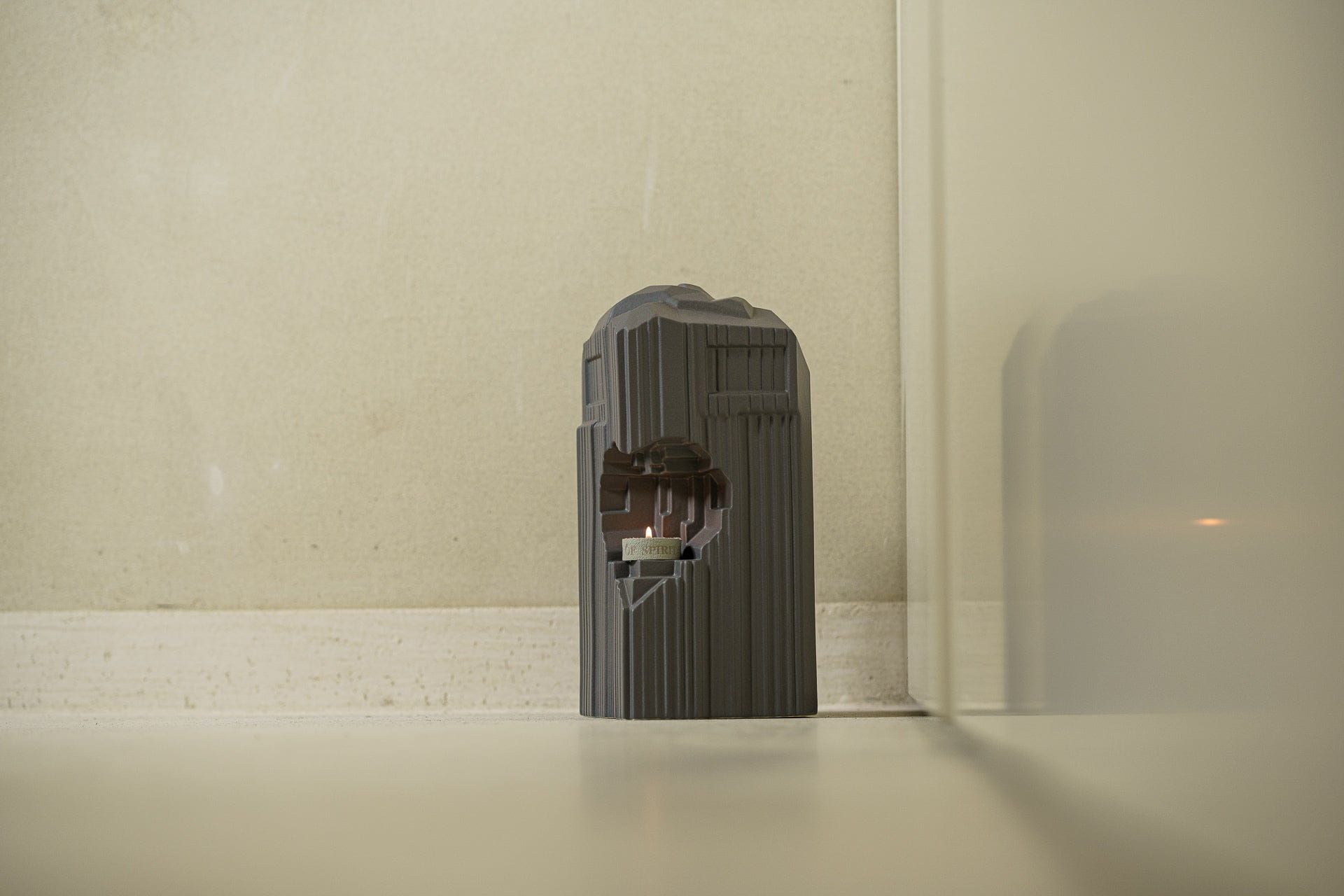 Cremation Candle Urn for Ashes "Heart" - Large Urn | Grey Matte | Ceramic - Pulvis Art Urns