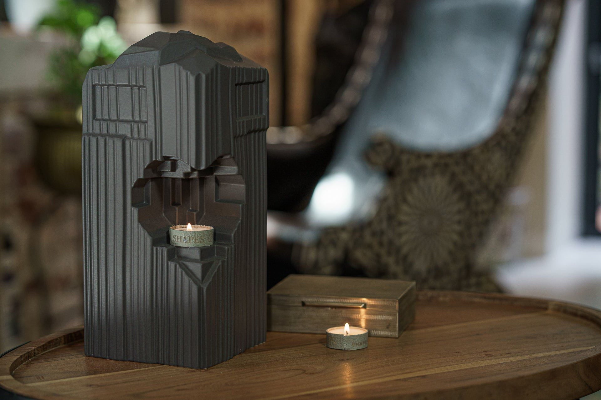 Cremation Candle Urn for Ashes "Heart" - Large Urn | Grey Matte | Ceramic - Pulvis Art Urns