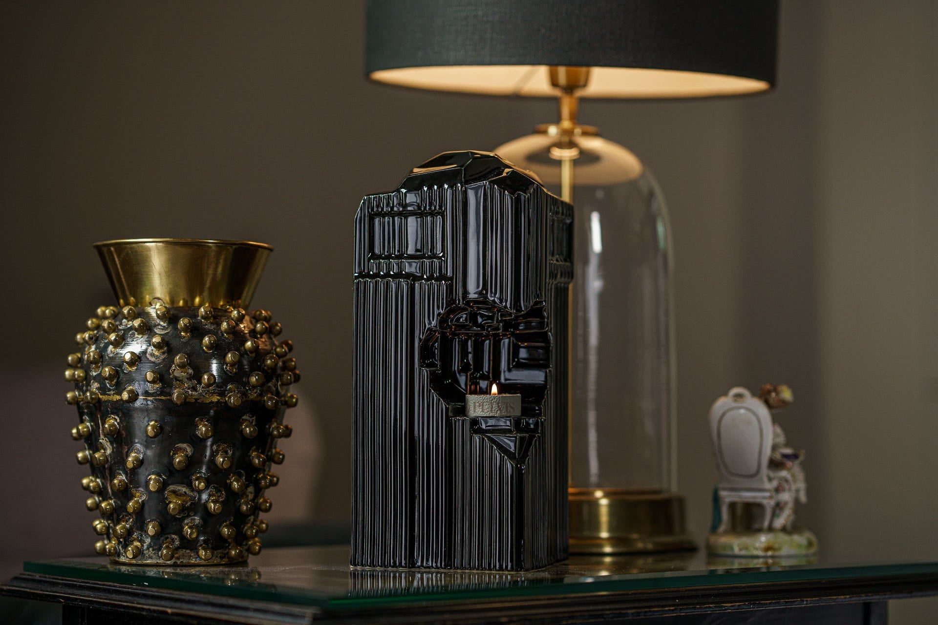 Cremation Candle Urn for Ashes "Heart" - Large | Lamp Black | Ceramic Urn - Pulvis Art Urns