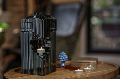 Cremation Candle Urn for Ashes "Heart" - Large | Lamp Black | Ceramic Urn - Pulvis Art Urns