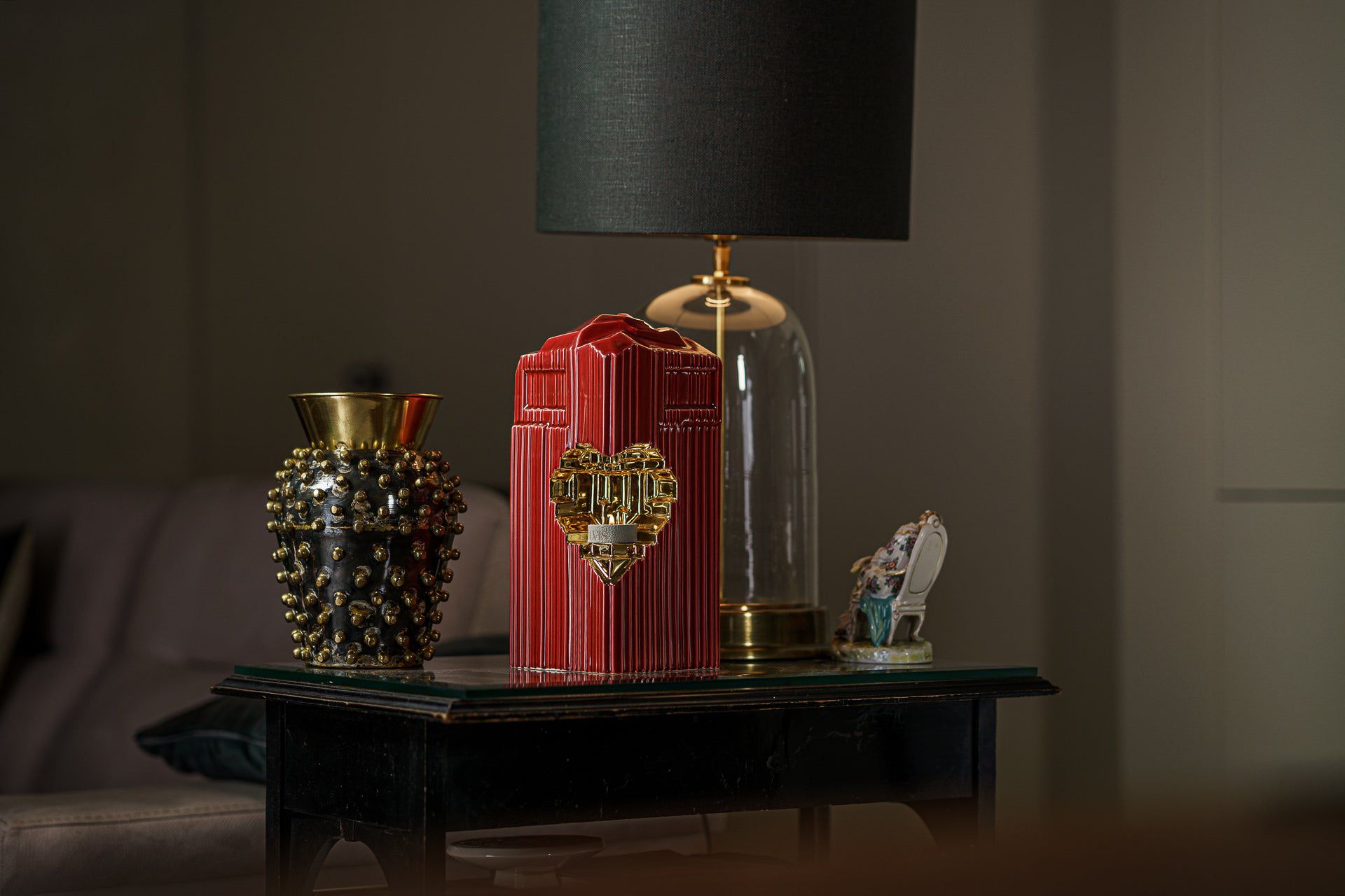 Cremation Candle Urn for Ashes "Heart" - Large | Red | Ceramic Urn - Pulvis Art Urns