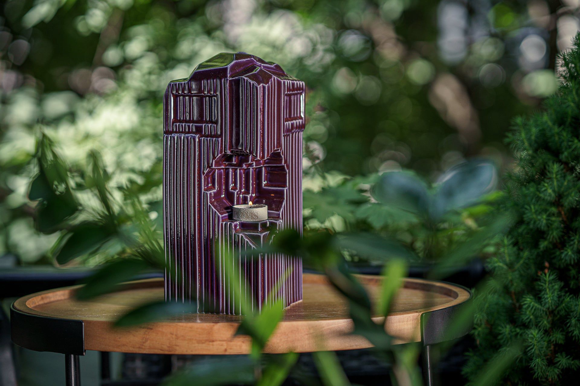 Cremation Candle Urn for Ashes "Heart" - Large | Violet | Ceramic Urn - Pulvis Art Urns