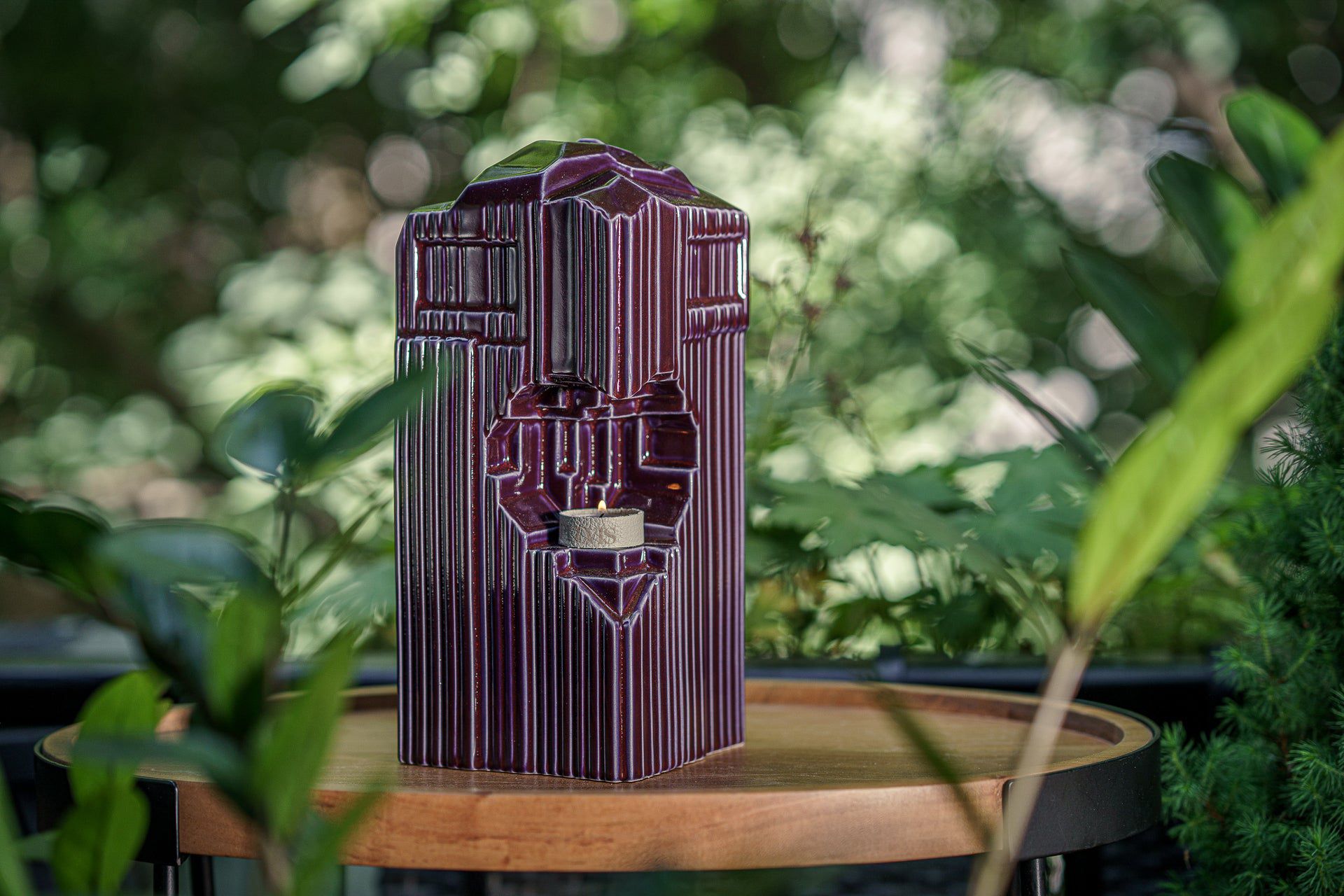 Cremation Candle Urn for Ashes "Heart" - Large | Violet | Ceramic Urn - Pulvis Art Urns