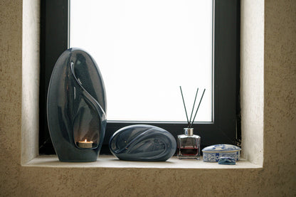 Eternity Handmade Cremation Urn for Ashes - Large | Blue Melange | Ceramic Urn - Pulvis Art Urns