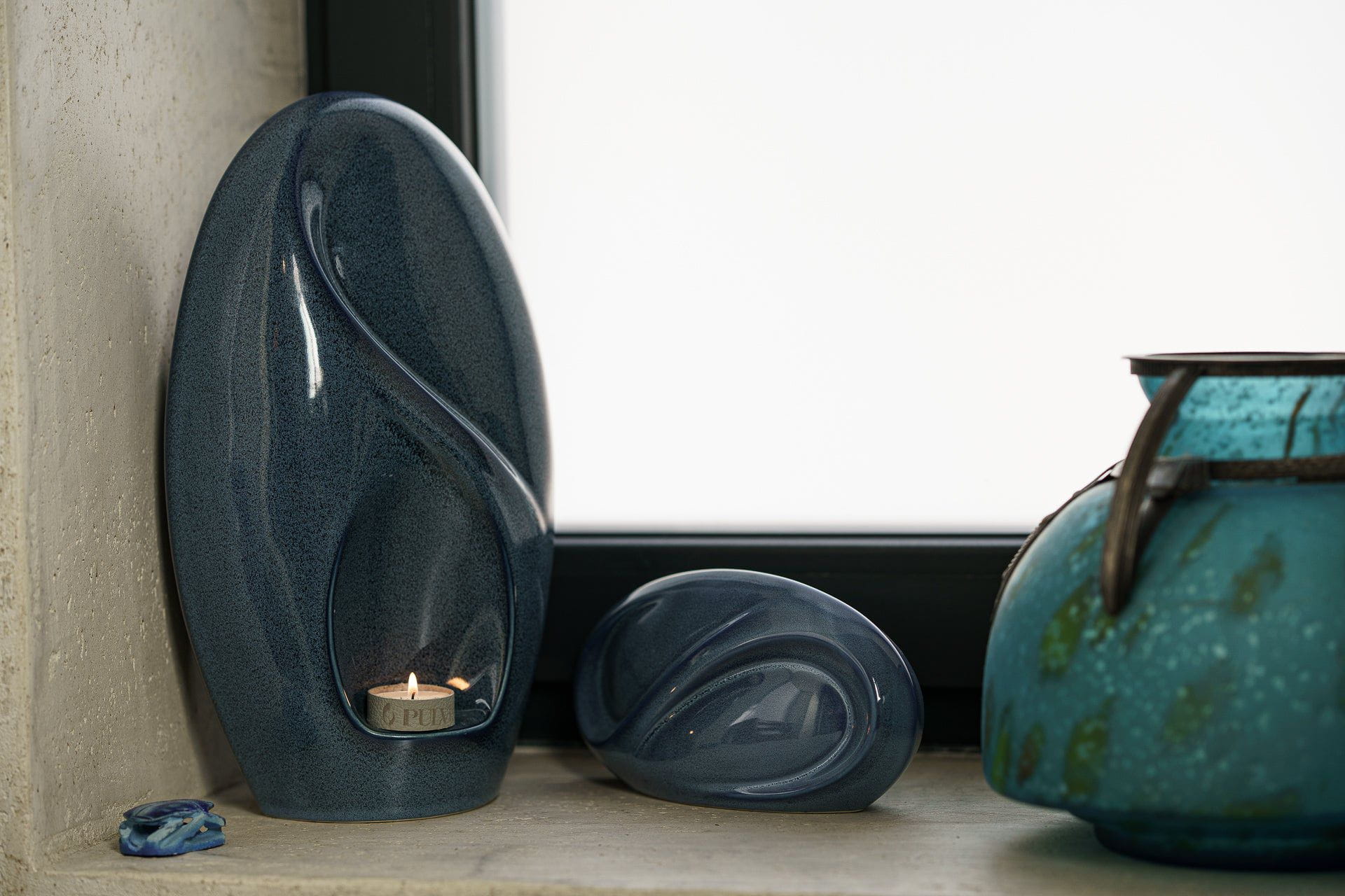 Eternity Handmade Cremation Urn for Ashes - Large | Blue Melange | Ceramic Urn - Pulvis Art Urns