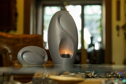Eternity Handmade Cremation Urn for Ashes - Large Urn | Grey Matte | Ceramic - Pulvis Art Urns