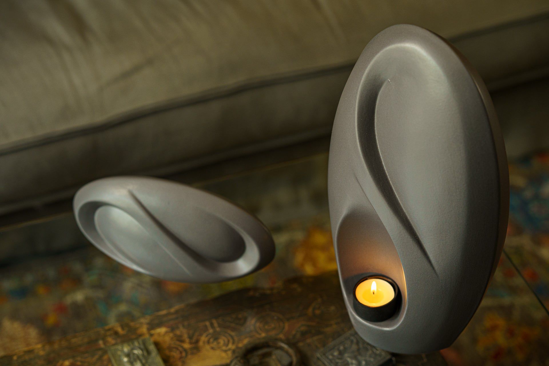 Eternity Handmade Cremation Urn for Ashes - Large Urn | Grey Matte | Ceramic - Pulvis Art Urns