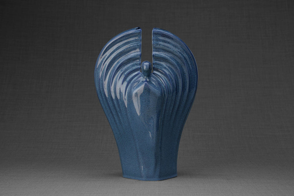 Pulvis Art Urns Adult Size Urn Guardian Handmade Cremation Urn for Ashes - Large | Blue Melange | Ceramic