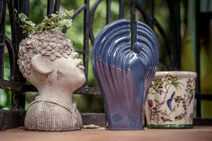 Guardian Handmade Cremation Urn for Ashes - Large | Blue Melange | Ceramic Urn - Pulvis Art Urns
